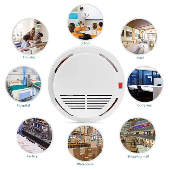 

9V Battery Operated Photoelectric Smoke Alarm LED Light Flashing & Sound Warning Smoke Alert Detector for Home School Hotel