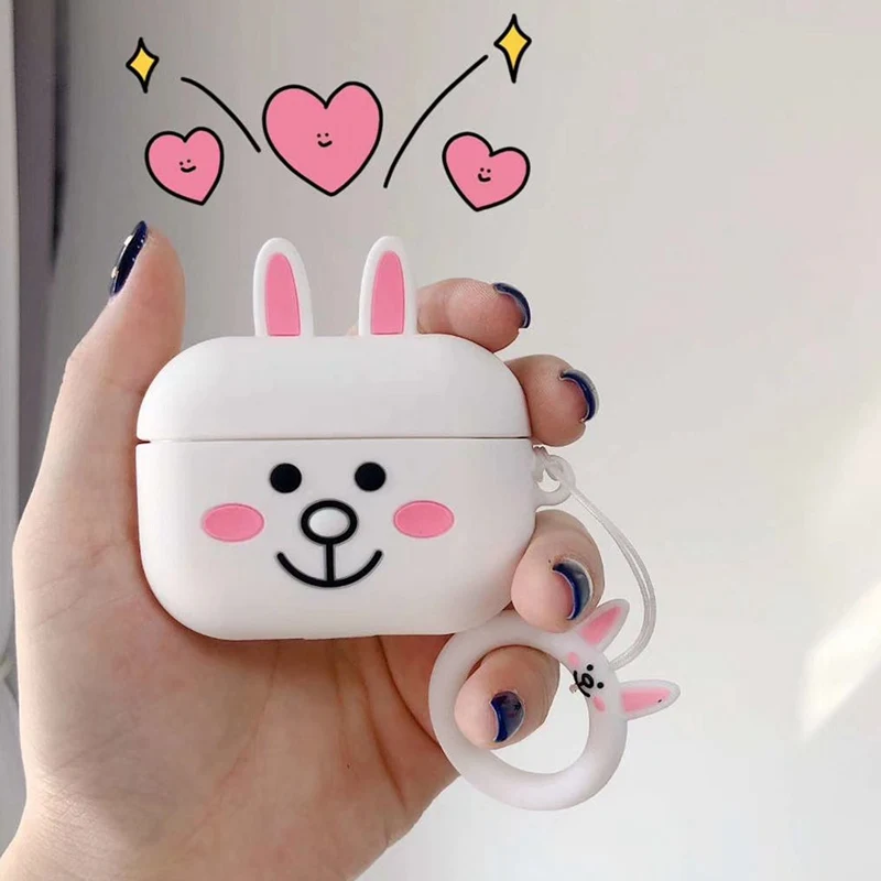 3D чехлы с принтом из мультфильма для AirPods чехол милый медведь наушники в виде кролика чехол для Apple Airpods Pro силиконовый чехол для наушников для Air Pods