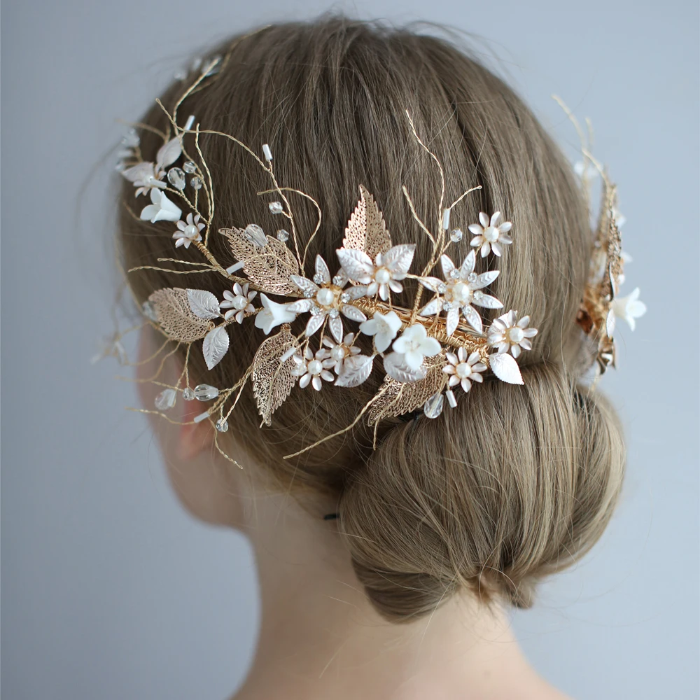 Wedding Hair Clips Headband Bridal Accessories Pearl Floral Tiara Women Headpiece | Украшения и аксессуары