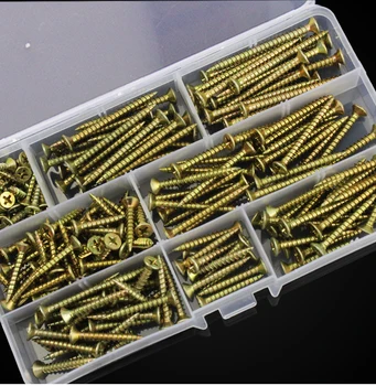 

free shipping200pcs Color zinc hard M4 cross head countersunk head self tapping nail set