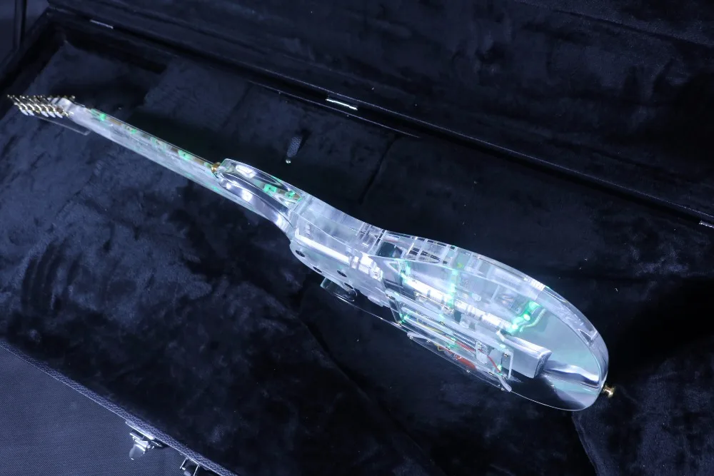 Полный c-Crystal электрогитара S серии зеленый светодиодный свет FR Brige Золотое оборудование