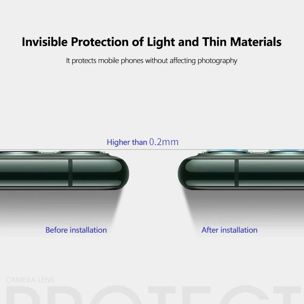 3pcs Lens Protective Film Light Weight Cover Phone Camera Easy Install Tempered Glass Wear Resistant For IPhone 11 /Pro /Max