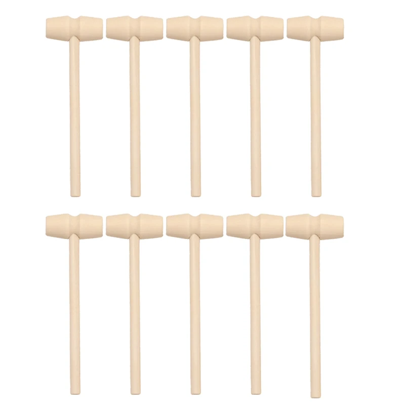 10Pcs Wooden Hammer Flat Head Small Gavel Kids Knock Educational Toys Gift