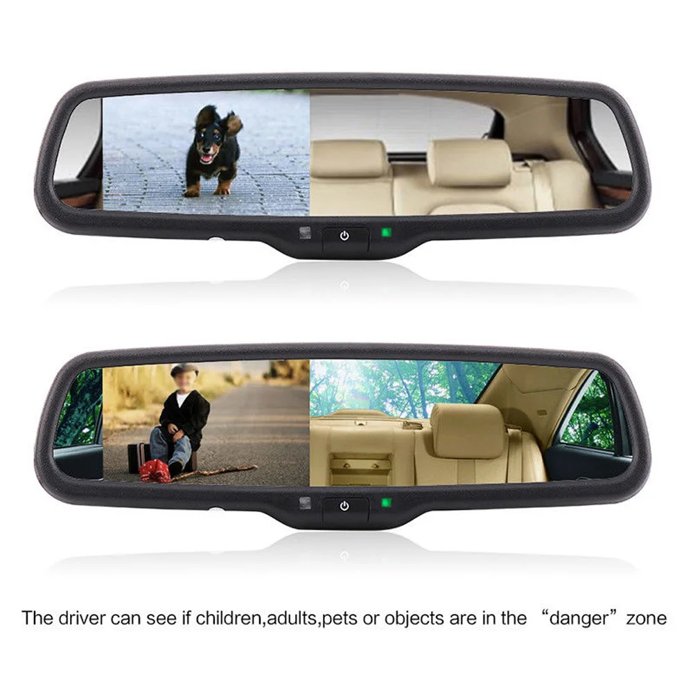 

Car Rearview 4.3" 16:9 LCD screen Mirror Monitor Display Auto Dimming With Bracket + Camera Car Rearview Camera