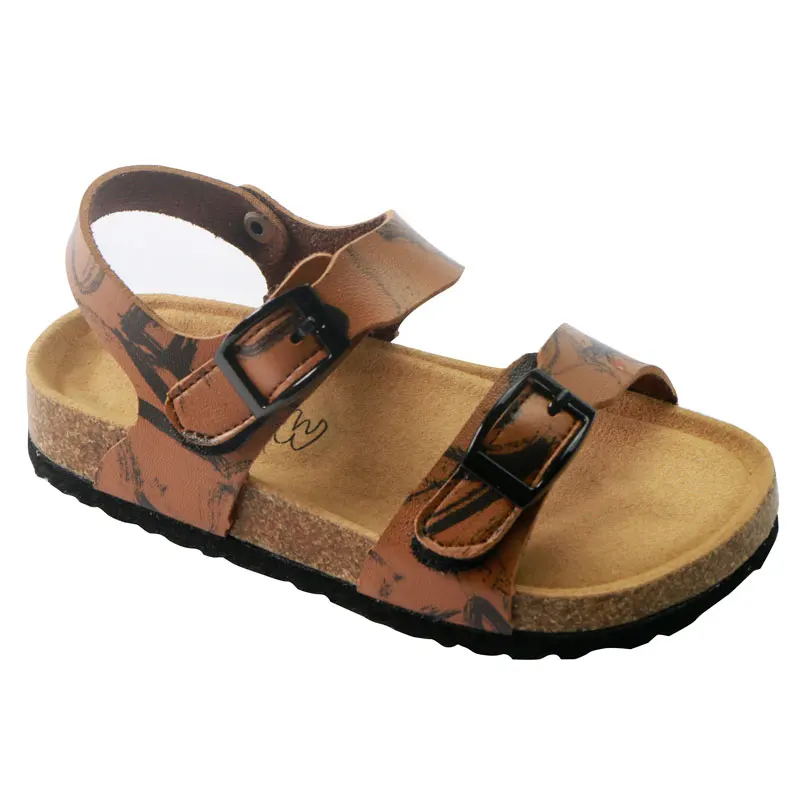 Boys Summer Sandals PU Leather Corks Beach Shoes Kids Sports Soft Non-slip Casual Toddler Sandals 1-5 years