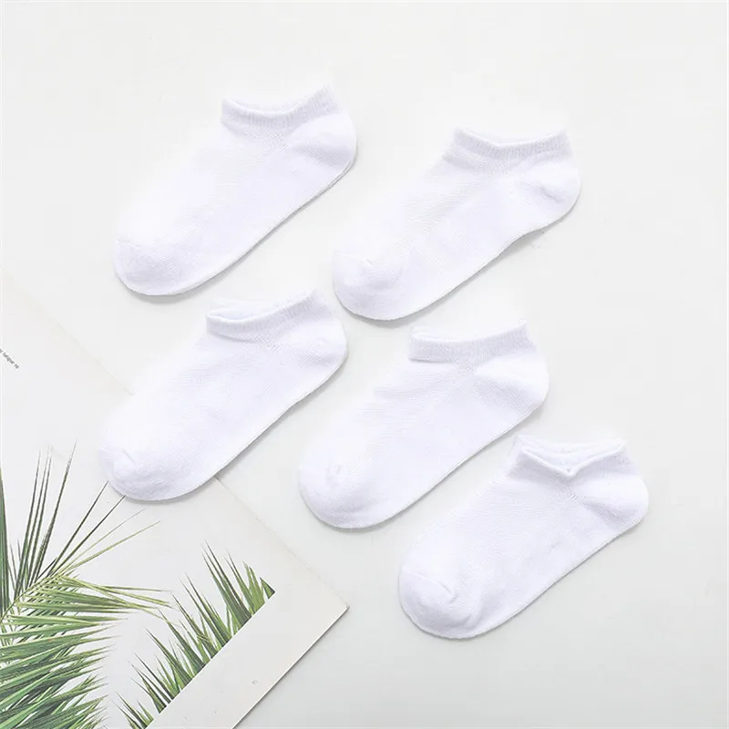 5 Pairs/lot 1 to 12 Years Summer Solid White Cotton Socks For Children Socks Spring No-show Low Cut Socks Boys Girls Boat Socks 2