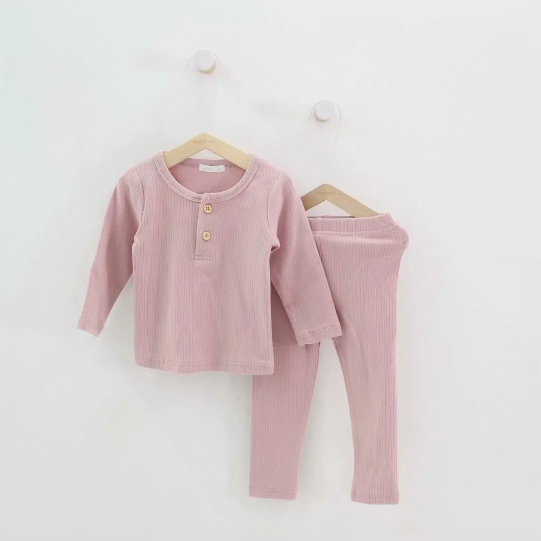 Baby Clothes Pajamas Sets Boys Girls Ribbed Pajamas Set Children Cotton Sleepwear Baby Bodysuit Home Suit  2PCS Clothes 1-11Y baby clothes cheap