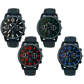 

Men's Sport Quartz Watches Tainless Steel Large Dial Rubber Strap Wristwatch