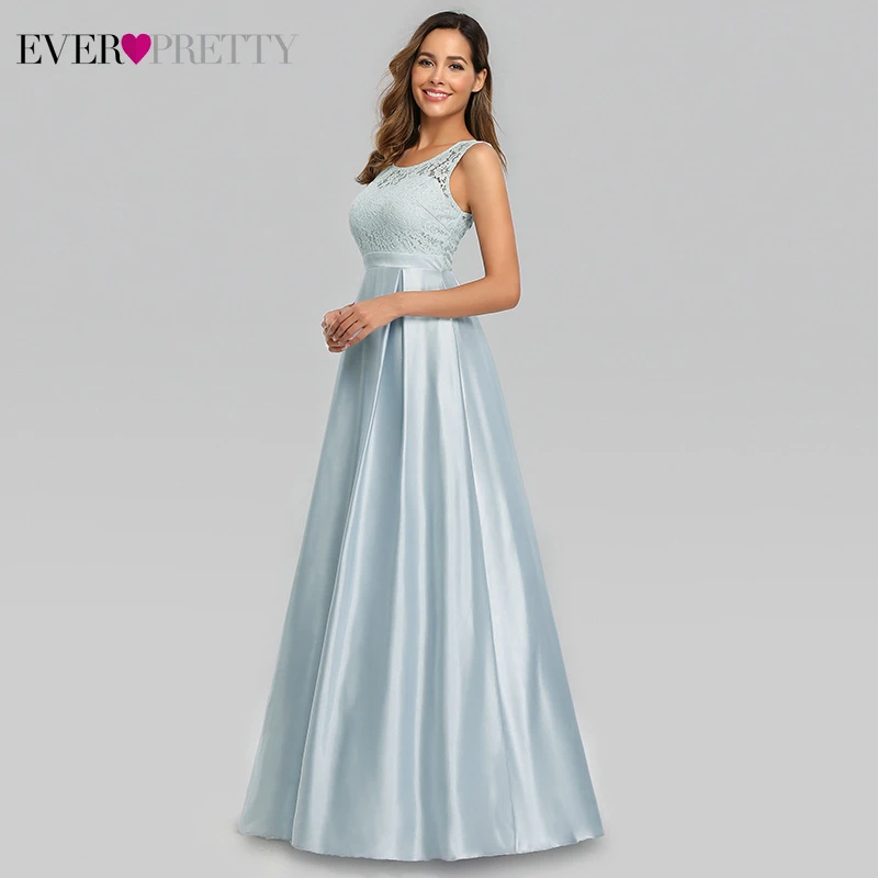Цветочное кружевное платье подружки невесты для женщин Ever Pretty EZ07598 трапециевидной формы с круглым вырезом элегантные атласные свадебные платья для гостей Vestido Madrinha