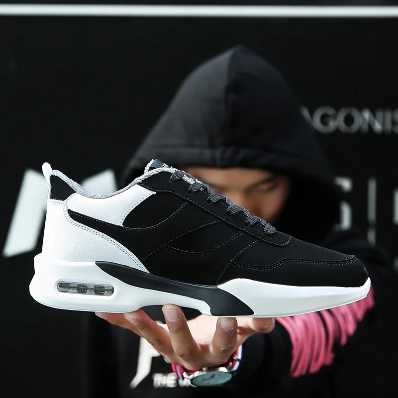 

2019 Autumn And Winter New Style Men Air Cushion Athletic Shoes Anti-slip Wearable plus Velvet Casual Shoes Suede Versatile Runn