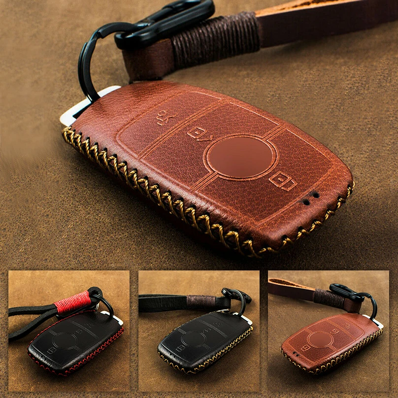 1 PCS Genuine Leather Car Key Case Cover For Mercedes Benz 2018 A C S GLS Class W213 New E Shell Holder | Автомобили и мотоциклы