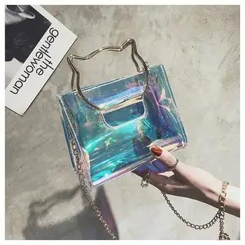 

New fashion ladies shoulder bag transparent bag female student wild cute diagonal mobile phone bag