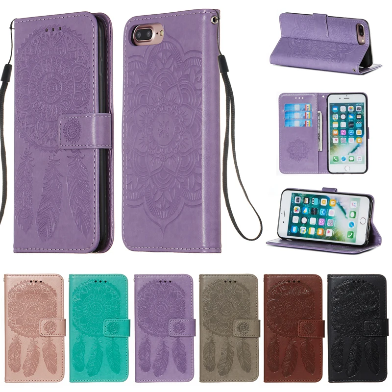 

Embossed Floral PU leather case for iphone 6Plus 6sPlus 7Plus 8Plus Flip Stand Wallet Cover Cellphone back casing