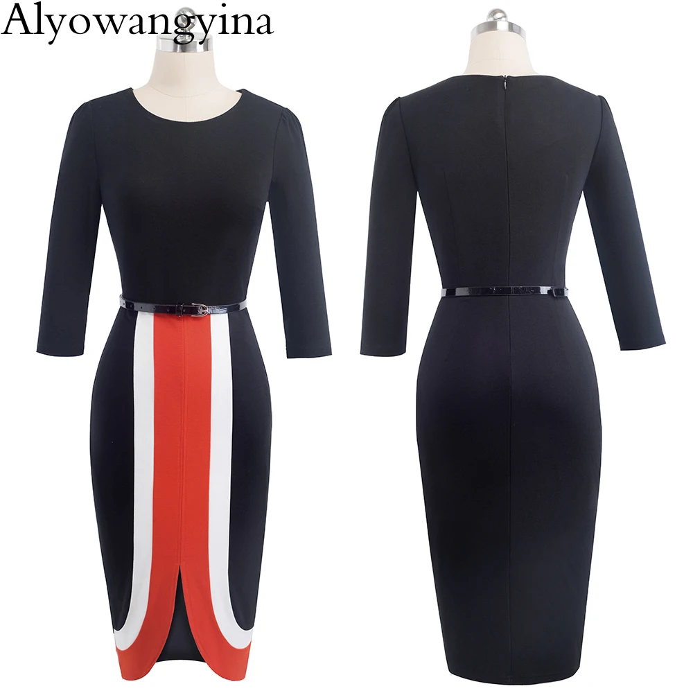 Alyowangyina, винтажная Женская мода, цветочный узор, хлопок, Vestidos, деловые, вечерние, облегающее, облегающее, узкое, осеннее, женское платье, RB549