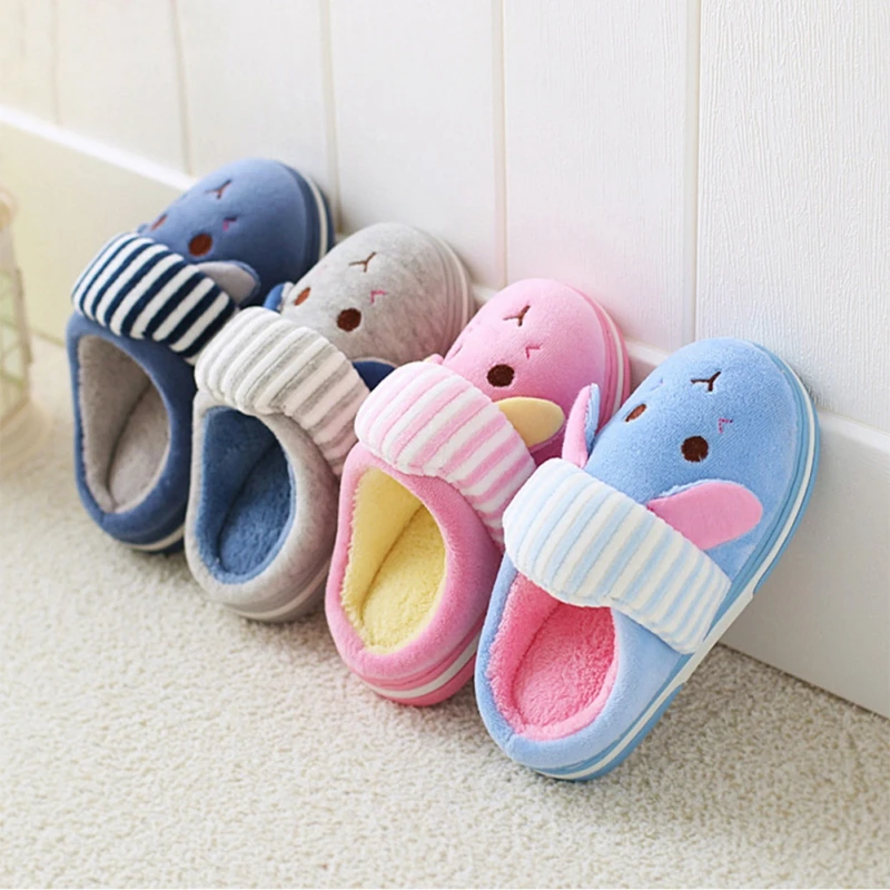 

Winter Kids Slippers Cartoon Animal Plush Warm Home Slippers Children 2019 Warm Thicken indoor Non-Slip Cute boy and girl baby