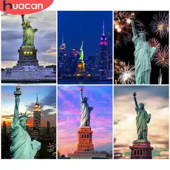 

HUACAN Diamond Painting Statue Of Liberty Full Square Diamond Embroidery Full Display Scenic 5D DIY Rhinestone Mosaic Home Decor