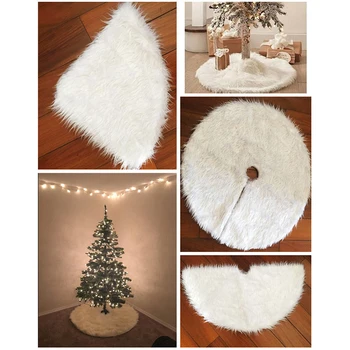 

90cm Long Snow Christmas Tree Skirt Base Floor Mat Cover Party Decor Soft