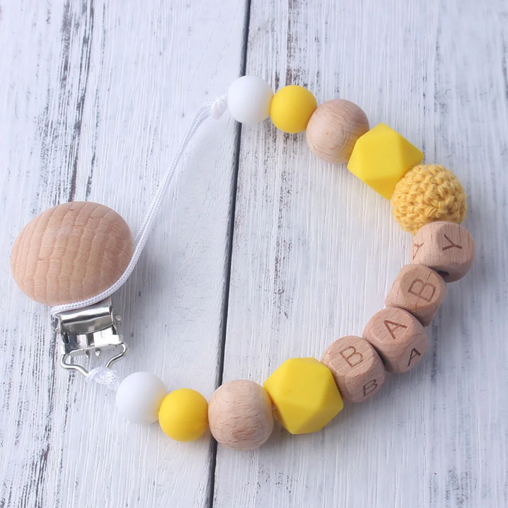 Baby Teether Clips Pacifier Chains Handmade Eco Friendly Holder Safe Infant Teething Silicone Accessories Feeding Nipple Kids