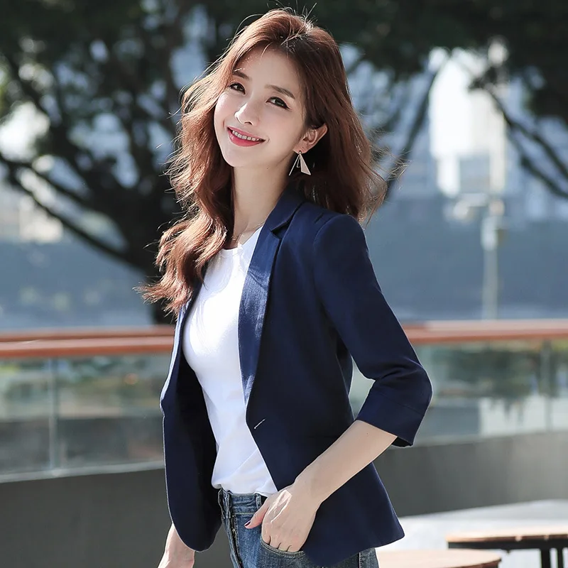

Suit Jacket Women's Short Korean-style 2019 Spring And Autumn New Style Slim Fit Fashion Half-sleeve Shirt Casual Versatile Wome