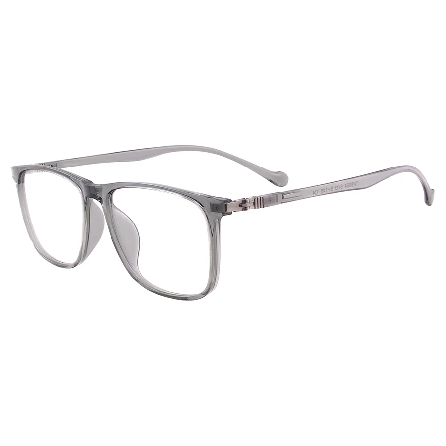 Мужские Женские большие квадратные легкие полные очки Ким TR90 для рецепта прогрессивные очки для чтения при близорукости линзы - Цвет оправы: Transparent Gray