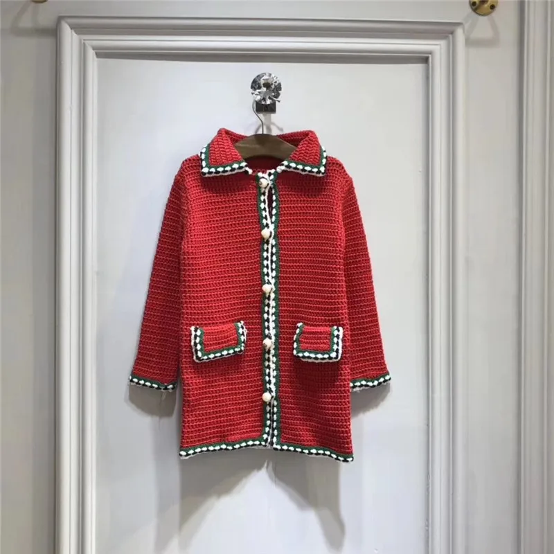 

2019 NEW Winter&Autumn Cardigan Coat for Girls Kids Clothing Red Coat Outfits Clothes Woolen Overcoat for Children Outwear