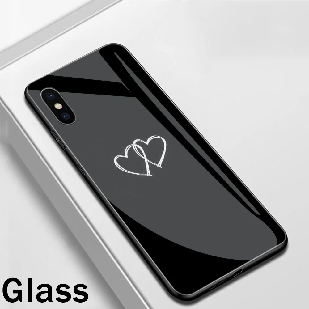 Ciciber Сердце Любовь Королева девушка закаленное стекло чехол для Apple iPhone 11 Pro Max XR X XS MAX 8 7 6 6S Plus телефонные чехлы Funda Shell - Цвет: WM03322