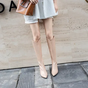 

Big Size 9 10 11-17 boots women woman winter boots women women shoes botas Rear zipper head low heel leather