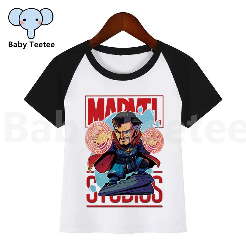 Одежда для мальчиков и девочек с принтами "Marvel", "Мстители", Капитан Америка/"," Человек-паук "или" Тор супергерой смешные футболки для детей, топы с рисунками, Детская футболка с изображением одежда для малышей