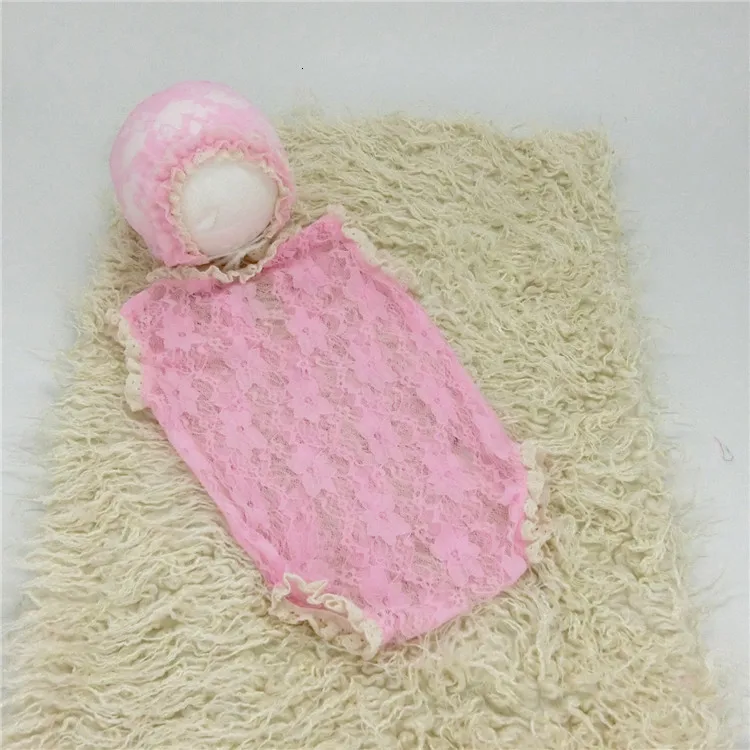 Dark pink Реквизит для фотосессии новорожденных; аксессуары для новорожденных; одежда для фотосессии; детская кружевная Шапочка+ комбинезон; Комплект для маленьких девочек; реквизит для фотосессии; аксессуары - Цвет: Dark pink