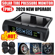 Универсальный солнечный TPMS беспроводная система контроля давления в шинах цветной ЖК-дисплей с 4 внешними датчиками сигнализация давления в шинах