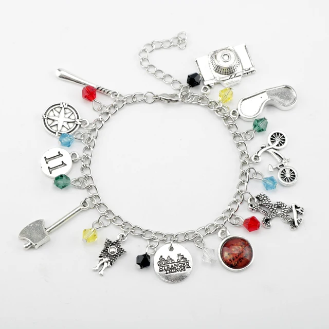 Fashion Stranger Things Crystal Beads Camera Phone Ax Bike 11 Bracelets Bangles For Woman Girls  Jewelry Gift 1
