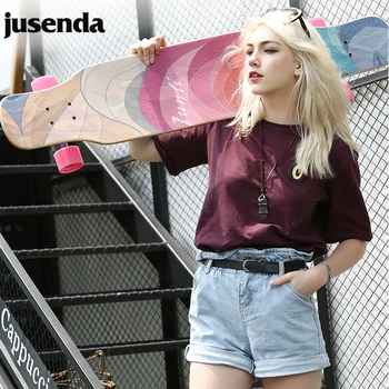 

Jusenda Longboard Double Rocker Skateboard Wood Maple Sandpaper Flat-Plate Double Concave Adults Teenagers Girls Skate Boards