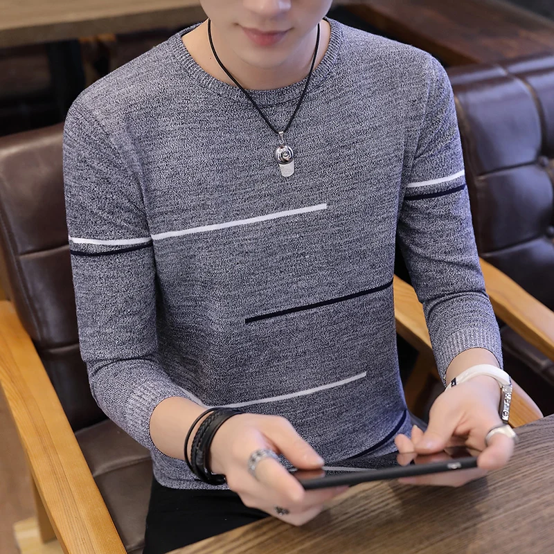 2019 свитер осень зима мужской однотонный Пуловеры простой Хлопковый вязаный с