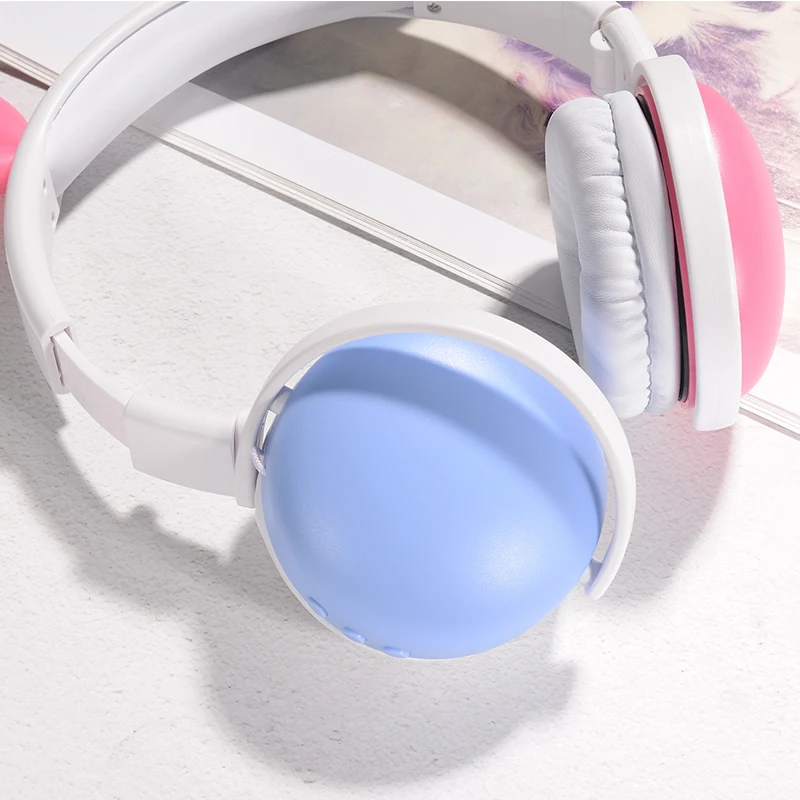 Детские наушники Bluetooth 5,0 милые кошачьи уши рога беспроводные складывающиеся наушники Стерео шумоподавление Гарнитура для детей с микрофоном