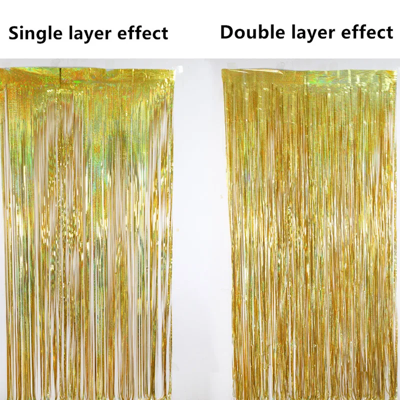 1/2/3/4 м розовое золото мерцающий с бахромой мишура занавески на дверь металлический Фольга фон для фото на вечеринке, свадьбы, дня рождения, паб сценический Вечерние