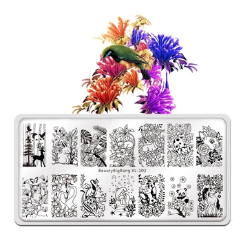 

Nail Template DIY Stamp Image Plate Rectangle Nail Stamping Plates Animal Plant Flower Pattern Stamping Template Stencil Tools