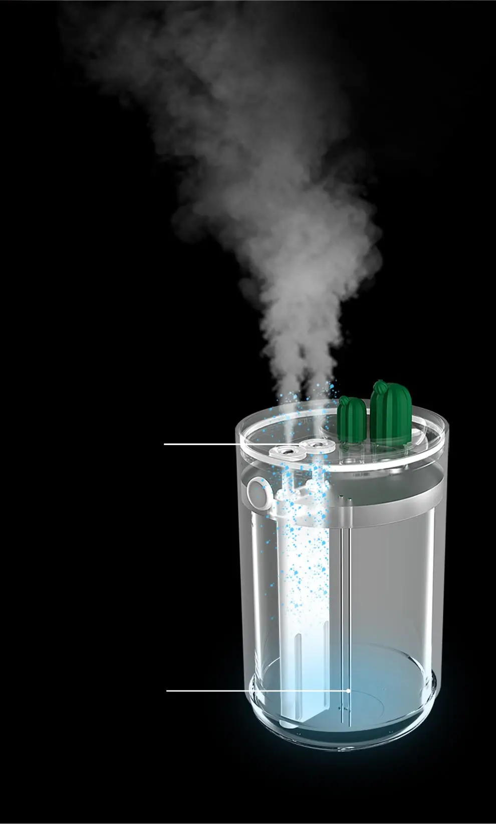 YouPin 1L Sothing Cactus Double Spray Humidifier LCD Digital Detect Humidity Purifying Air Mist Diffuser With 7 Colorful LED Light (11)