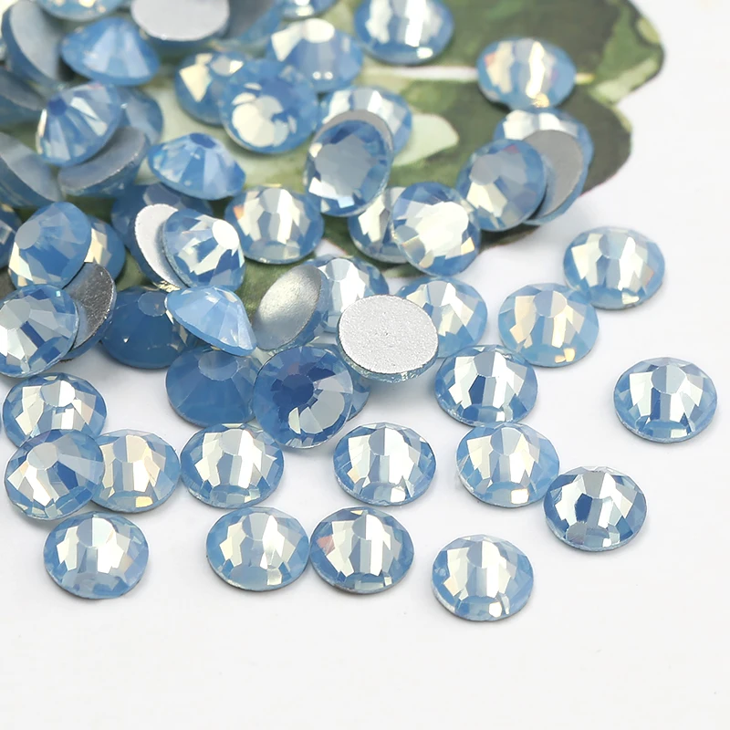 

1440PCS Blue Opal Crystal Glass Flatback Non Hotfix Nail Rhinestones For Nails 3D Nail Art Decoration Gems