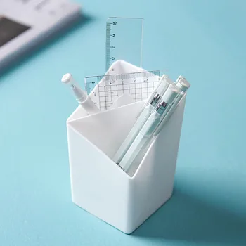 

Nordic Simple Geometric Storage Box Desk Pen Holder Makeup Storage Box 2 Slots for Home Organizer Plastic TP899
