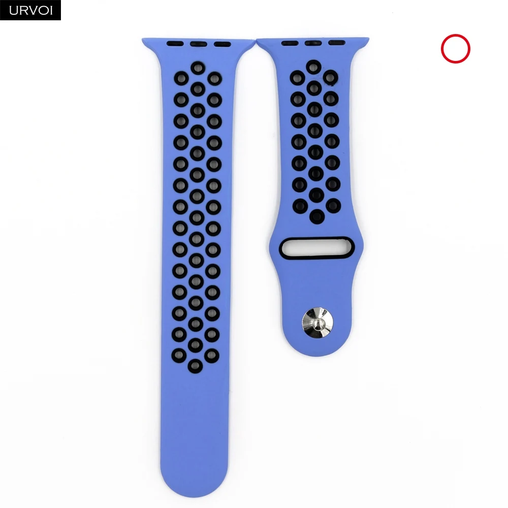 URVOI, спортивный ремешок для Apple Watch, Nike+ series 54 321, силиконовый ремешок для iwatch, дышащий, весна, новые цвета, 38, 40, 42, 44 мм - Цвет ремешка: Royal Pulse Black