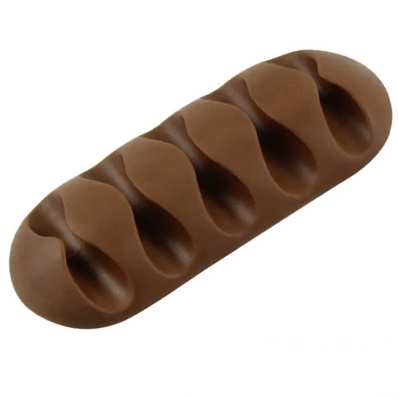 Brown 4Clips 2PC Кабельный органайзер, держатель с зажимом, настольный держатель для кабеля, силиконовый белый Usb шнур, кабель Fexible Manager для мыши, наушников, наушников - Цвет: Brown 4Clips 2PC