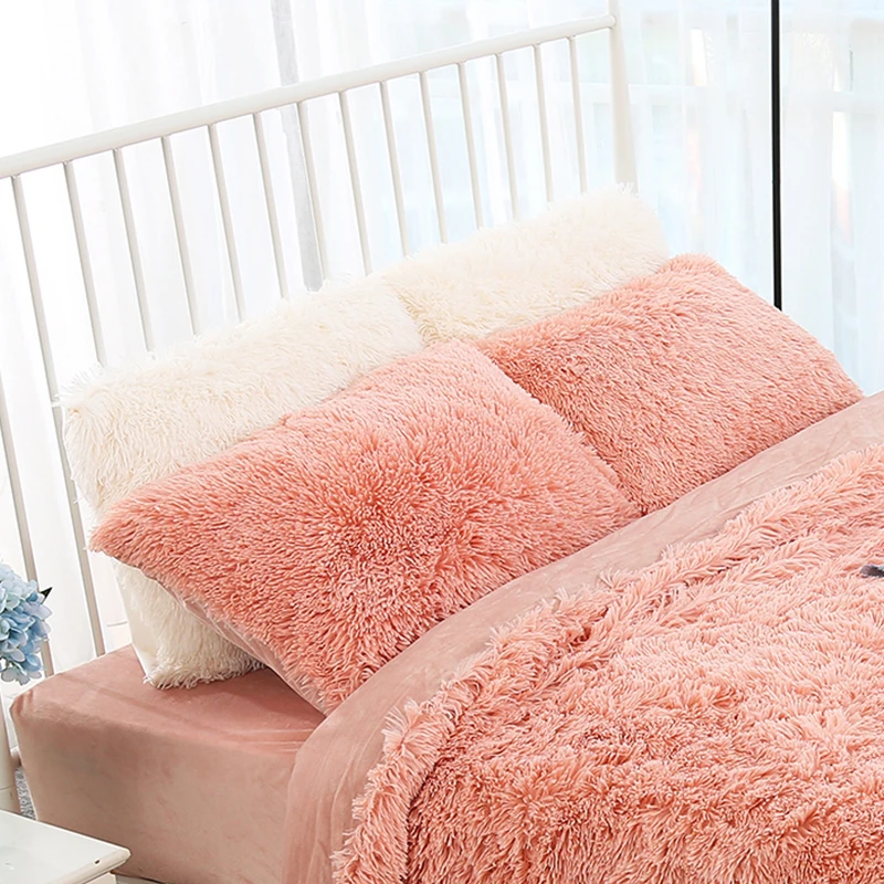 

Winter Warm Plush Pillowcase Comfortable Soft Long Furry Pillow Cover Couple Home Decorative Pillow Case Poszewki Na Poduszki