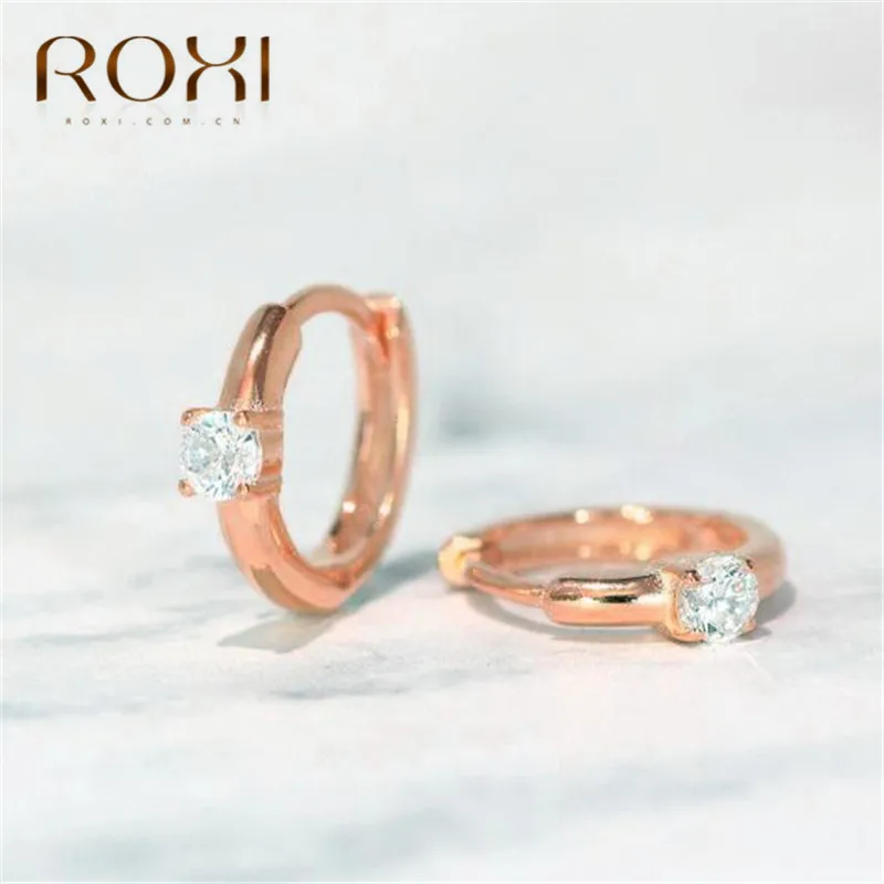 Серьги ROXI из стерлингового серебра 925 пробы, классические серьги-гвоздики с четырьмя когтями из фианита ААА для женщин, роскошный с австрийским кристаллом, серьги
