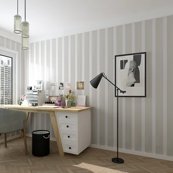 

3D Wallpaper Living Room Bedroom Striped Non-Woven Wallpaper Blue Gray Modern Simple Plain Background Wall