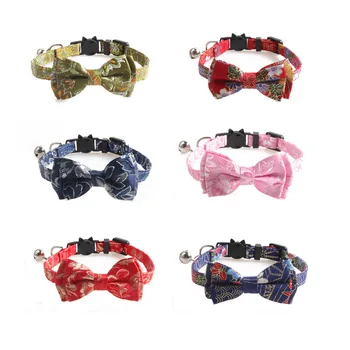 

Safety Elastic Bowtie with Bell Small Dog Cat Collar Safe Soft 6 Colors Pet Products Dog Collar Pet Supplies