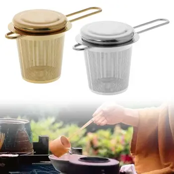 

Reusable Mesh Tea Infuser Stainless Steel Strainer Loose Leaf Teapot Spice Filter With Lid Cups Kitchen Accessories P31E