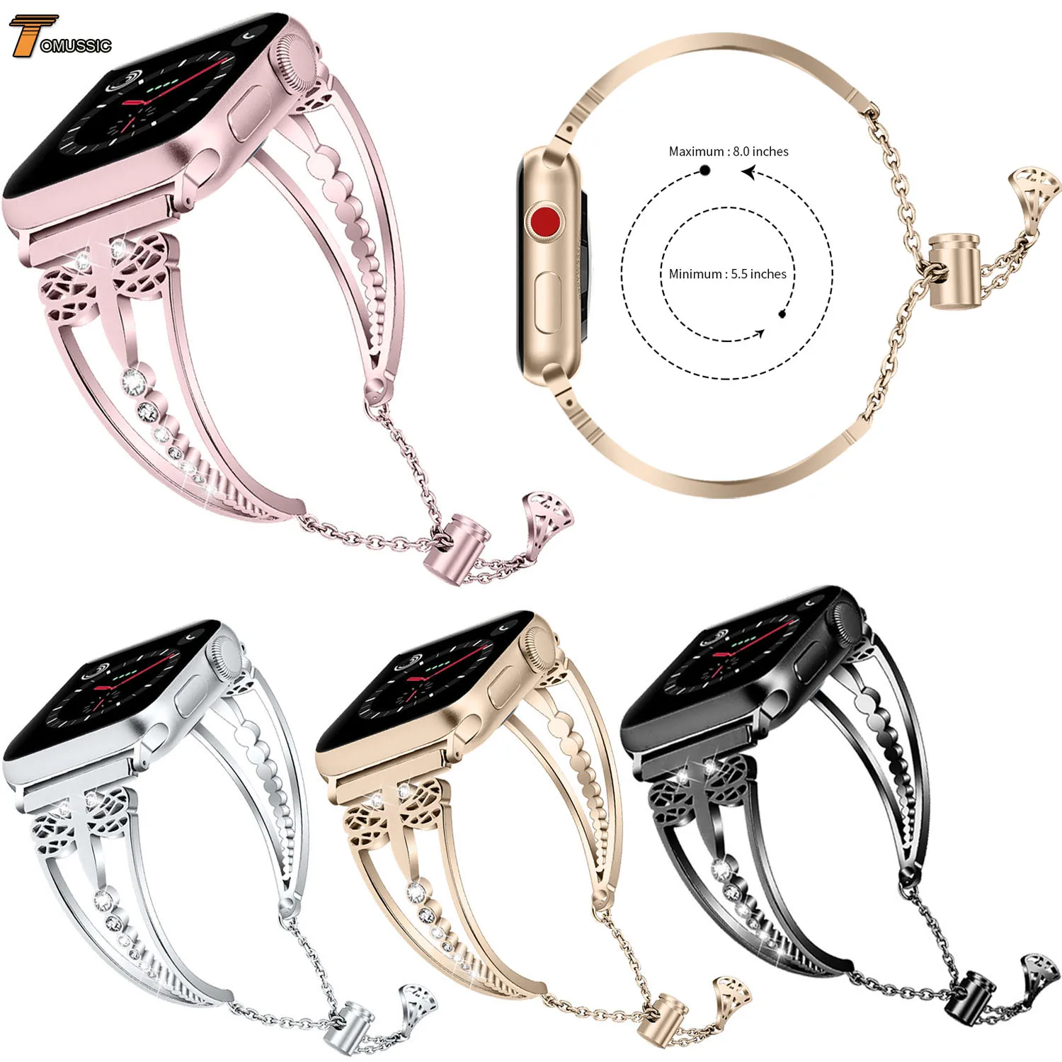 Женский ремешок для Apple Watch 38 мм 42 40 44 из нержавеющей стали Стильная Стрекоза