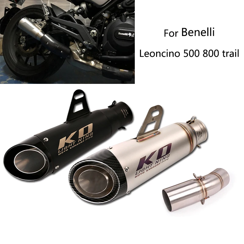 Per Benelli Leoncino 500 800 Trail Tubo Di Scarico Moto Mid Link Tubo Slip On 51Mm Fuga No Db Killer Riserva Catalizzatore 310Mm