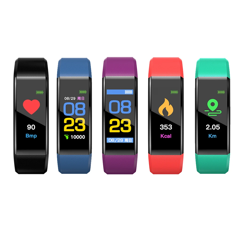 Smart Bracelet Watch Color Screen Blood Pressure Fitness Tracker Heart Rate Monitor Smart Band Sport Wristband for Android IOS