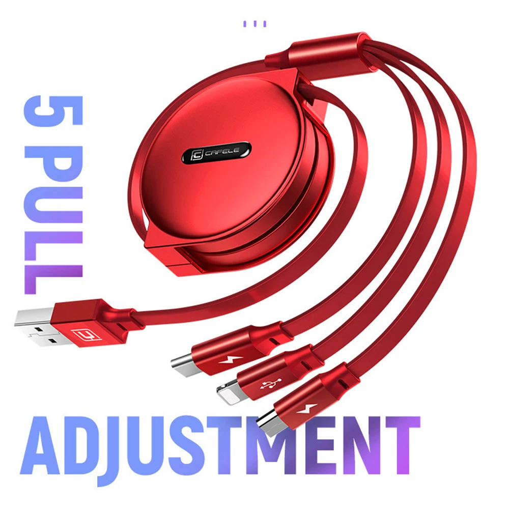 Cafele 3 в 1 usb type C Micro USB кабель type-c для iPhone кабель зарядного устройства 120 см 3A кабель быстрой зарядки USB C